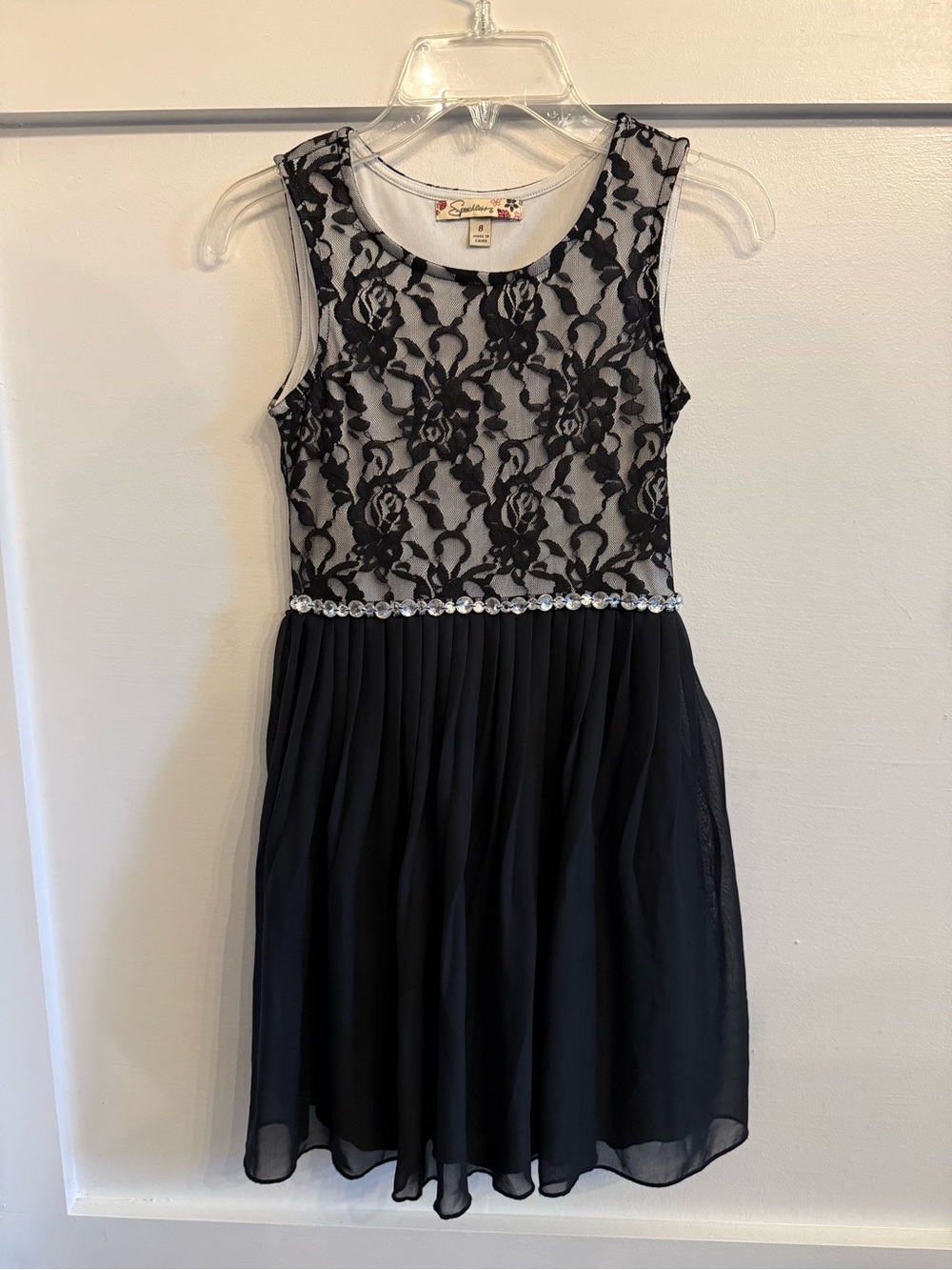 Speechless Black & Ivory Lace Waistband Girls Formal Dress